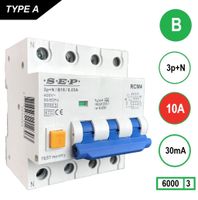 10A 30mA Aardlekautomaat 3 polig+nul 6kA RCM4 SEP