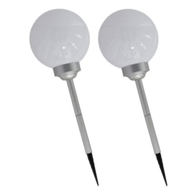 2x gerimport solar tuinlamp/prikspot grote bol - op zonne-energie - h56 cm - tuinverlichting