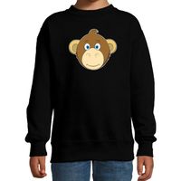 Cartoon aap trui zwart voor jongens en meisjes - Cartoon dieren sweater kinderen - thumbnail