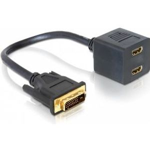 DeLOCK Adapter DVI 25 male > 2x HDMI female 0,2 m DVI-D Zwart