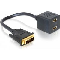 DeLOCK Adapter DVI 25 male > 2x HDMI female 0,2 m DVI-D Zwart - thumbnail