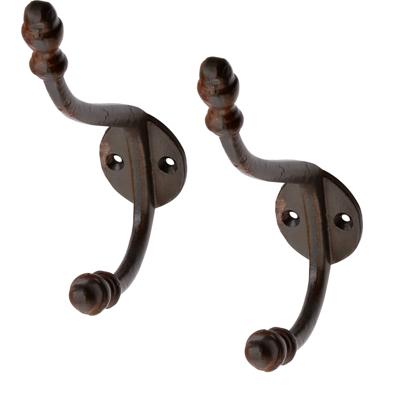 Luxe kapstokhaken / jashaken / kapstokhaakjes - 6x - retro - bruin - aluminium - 15 x 3,5 cm