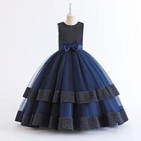 Kinderen Voor meisjes Jurk Feestjurk Effen Kleur Mouwloos Speciale gelegenheden Verjaardag Elegant Prinses Polyester Maxi Feestjurk Zomer Lente 4-13 jaar Marineblauw Groen Lightinthebox - thumbnail