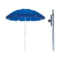 Parasol met metalen grondharing - blauw - polyester - Dia 145 cm - verstelbaar