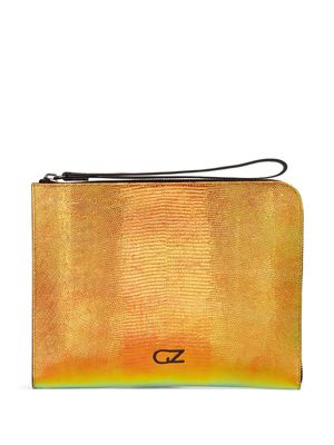 Giuseppe Zanotti pochette à effet peau de serpent - Orange