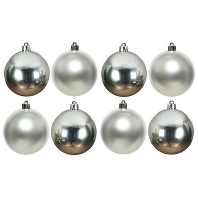 Decoris Kerstballen - 8x st - zilver - 10 cm - kunststof - kerstversiering