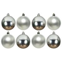 Decoris Kerstballen - 8x st - zilver - 10 cm - kunststof - kerstversiering