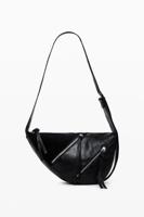 Middelgrote leren tas met ritsen - BLACK - U