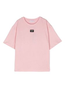 Dolce & Gabbana Kids t-shirt en coton à patch logo - Rose