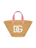 Dolce & Gabbana Kids sac cabas en raphia à logo brodé - Tons neutres