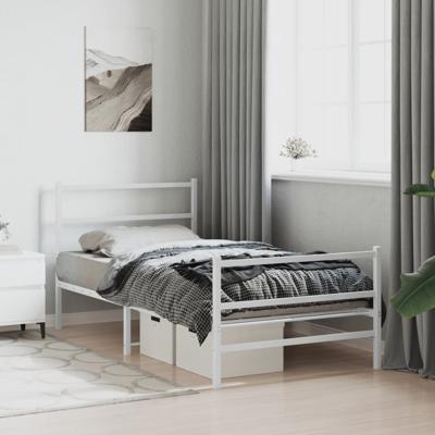 Bedframe met hoofd- en voeteneindemetaal wit 100x200 cm
