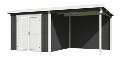Blokhut met overkapping Lars 500x250 Carbon Grey-Wit - Outdoor life