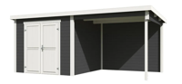 Blokhut met overkapping Lars 500x250 Carbon Grey-Wit - Outdoor life