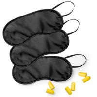 3x Travel set zwart maskers met oordoppen   - - thumbnail