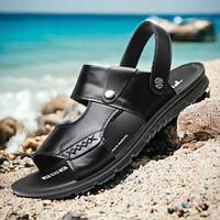 Voor heren Sandalen Leren sandalen Grote maten Slingback Sandalen Wandelen Strandstijl Dagelijks Leer PU waterdicht Ademend Draag het bewijs Leegloper Donker Bruin Zwart Zomer Lightinthebox