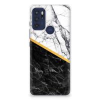 Motorola Moto G60s | TPU | Siliconen hoesje | Marmer Wit Zwart - Origineel Cadeau Man