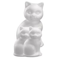Piepschuim dieren figuren - 3x stuks - kat / poes - wit - 13 cm - thumbnail