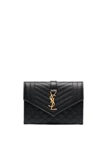 Saint Laurent porte-cartes en cuir grainé - Noir