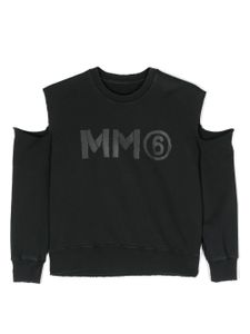 MM6 Maison Margiela Kids sweat imprimé à découpes aux épaules - Noir