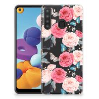 Samsung Galaxy A21 TPU Case Butterfly Roses - thumbnail