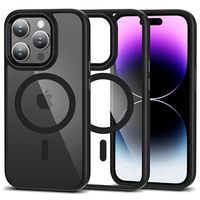 iPhone 15 Pro Max Tech-Protect Magmat Cover - MagSafe-compatibel - Zwart / Doorzichtig - thumbnail