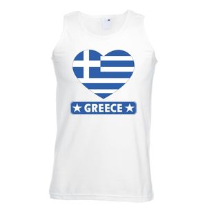 Griekenland hart vlag singlet shirt/ tanktop wit heren