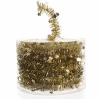 Decoris Kerstslinger-guirlande - met sterren - goud - glanzende lametta - 700 cm - thumbnail