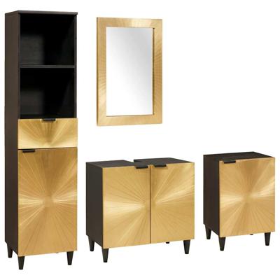 Badkamermeubelsets 4 pcs Zwart en Goud 38 x 33 x 160 cm