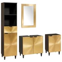 Badkamermeubelsets 4 pcs Zwart en Goud 38 x 33 x 160 cm