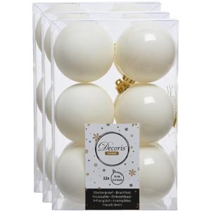 Decoris kerstballen - 36x st - wol creme wit - 6 cm - kunststof - mat/glans - kerstversiering