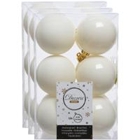 Decoris kerstballen - 36x st - wol creme wit - 6 cm - kunststof - mat/glans - kerstversiering