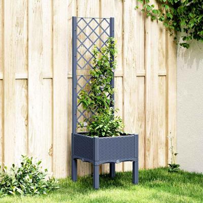 VidaXL Plantenbak met latwerk 40x40x142 cm polypropeen grijs