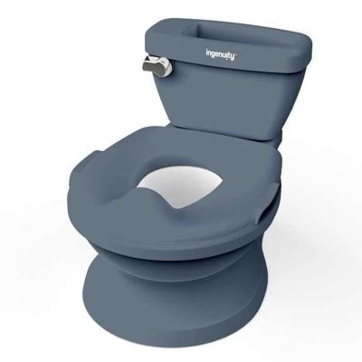 INGENUITY Mini kindertoilet met toiletverkleiner, muzikale spoeling en geïntegreerde opbergruimte voor doekjes Blauw