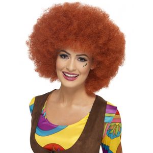 Afro damespruik roodbruin