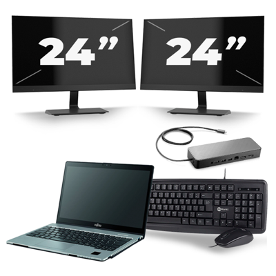 Fujitsu LifeBook S938 - Intel Core i7-8e Generatie - 13 inch - 16GB RAM - 256GB SSD - Windows 11 + 2x 24 inch Monitor