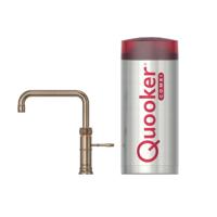 Quooker Classic Fusion Square kokendwaterkraan - draaibare uitloop - Combi reservoir - Warm / kokend water - Messing Patina (Goud) 22CFSPTN