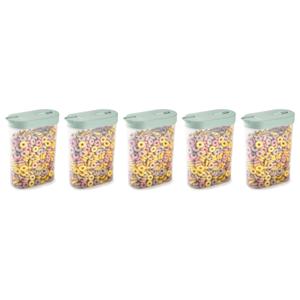 Voedselcontainer strooibus - 5x - mintgroen - inhoud 1 liter - kunststof - 15 x 7 x 19 cm