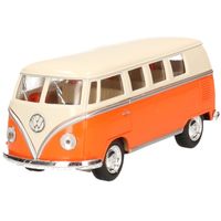 Modelauto Volkswagen T1 oranje/wit 13,5 cm