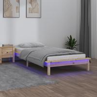 Bedframe LED massief hout 90x190 cm