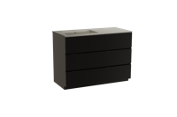 Storke Edge staand badmeubel 110 x 52 cm mat zwart met Diva asymmetrisch linkse wastafel in top solid zijdegrijs