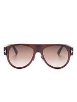 TOM FORD Eyewear lunettes de soleil pilote à plaque logo - Noir - thumbnail