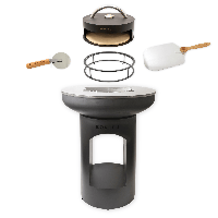 Pakketdeal BonFeu BonBiza open zwart + pizzaoven + standaard + pizzaschep + pizzasnijder