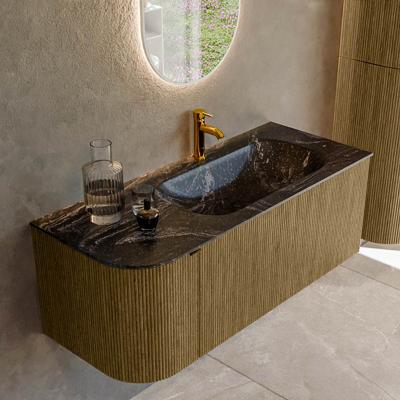 Badmeubel Mondiaz Kurve-Dlux | 115 cm cm | Meubelkleur Dusk | Wastafelkleur Lava | Solid surface | Wasbak rechter zijde spoelbak | 1 kraangat