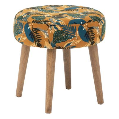 Bijzet krukje Jungle Boogie - okergeel - hout/stof - D38 x H40 cm - Meubels - Zitten