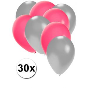 30x ballonnen zilver en roze