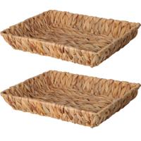 Broodmand - 2x - gevlochten riet - naturel - 33 x 25 x 6 cm