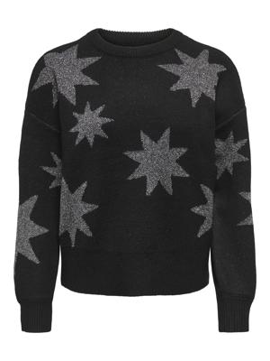 Only Onlrosie Ls O-neck Glitter Knt Trui Black