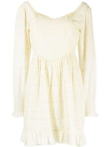 LoveShackFancy robe courte Preslina à broderie anglaise - Jaune