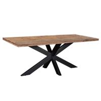 Livingfurn - Moderne Eetkamertafel - Spider Tafel Poot - Eettafel van Riverwood en Gecoat Staal - 200cm - Bruin - thumbnail