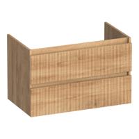 Brauer Joy Wavy - Onderkast - 80 cm - met 2 Softclose Lades Greeploos en 1 Sifon Uitsparing - Forest Tan